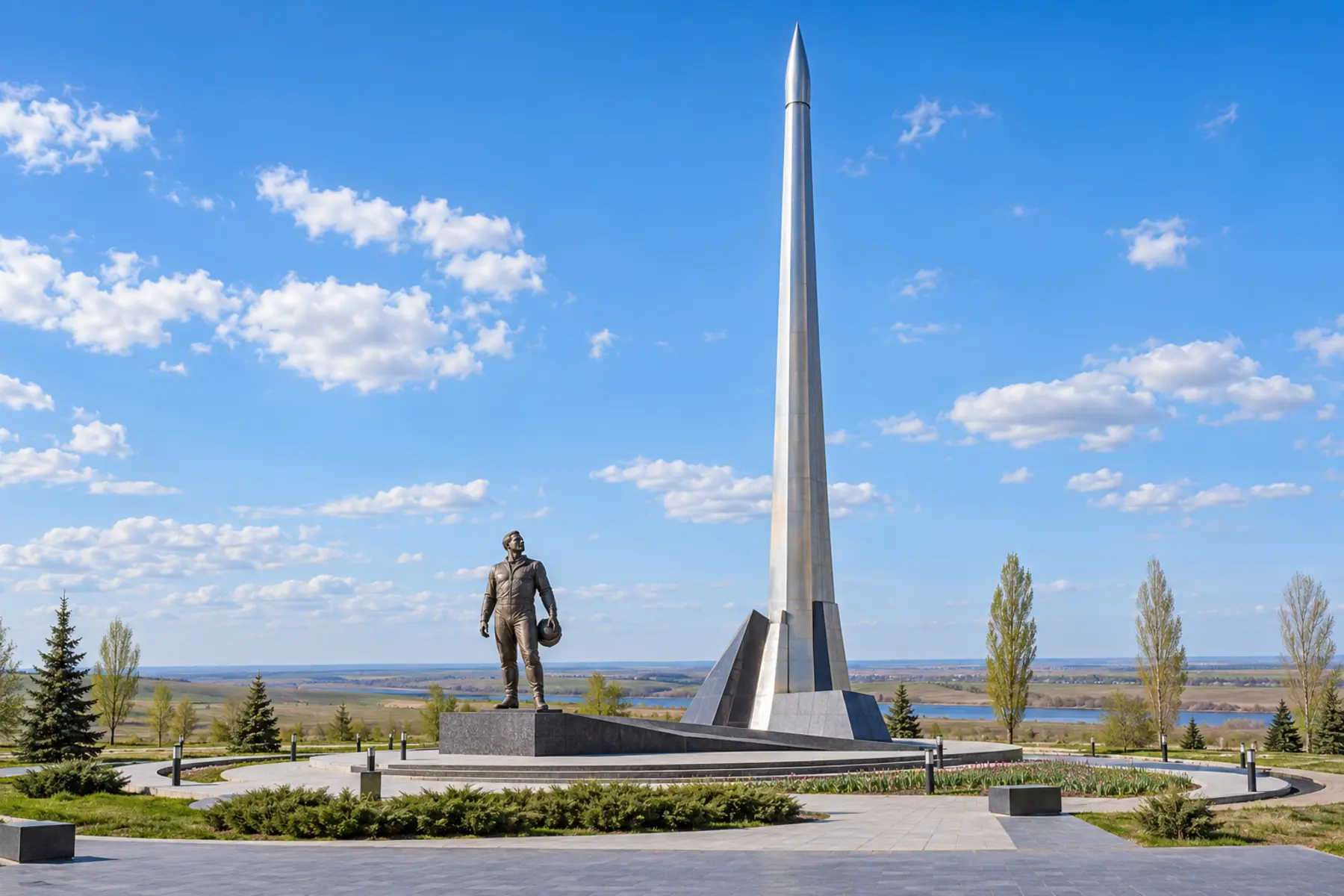 Место приземления Юрия Гагарина — иллюстрация, не документальное фото объекта.